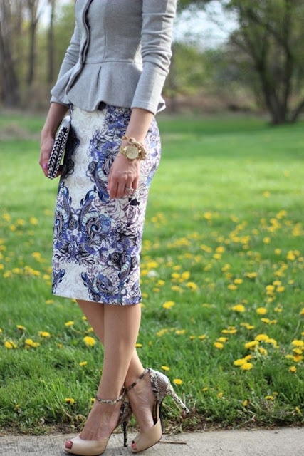 Women's fashion | Printed pencil skirt and peplum jacket | Luvtolook ...