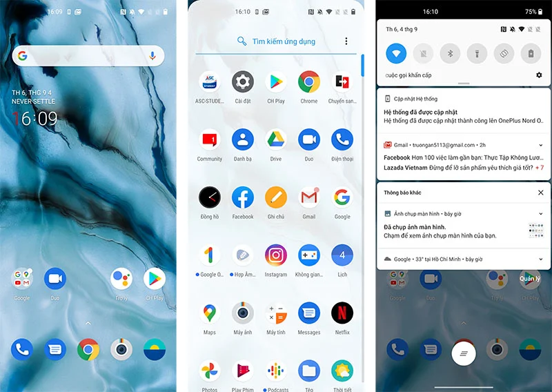 Giao diện chính của OxygenOS Giao diện chính của OxygenOS