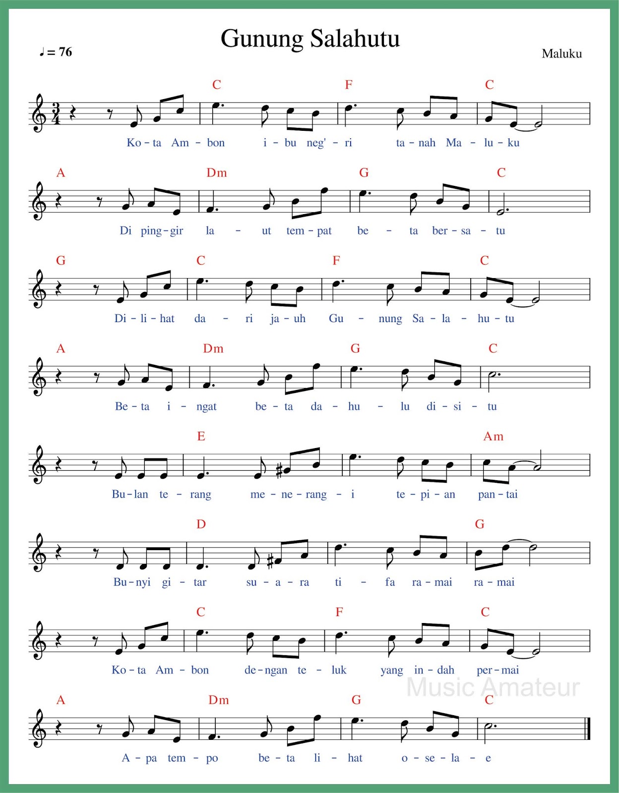 Not Angka Gunung Salahutu SEPUTAR MUSIK
