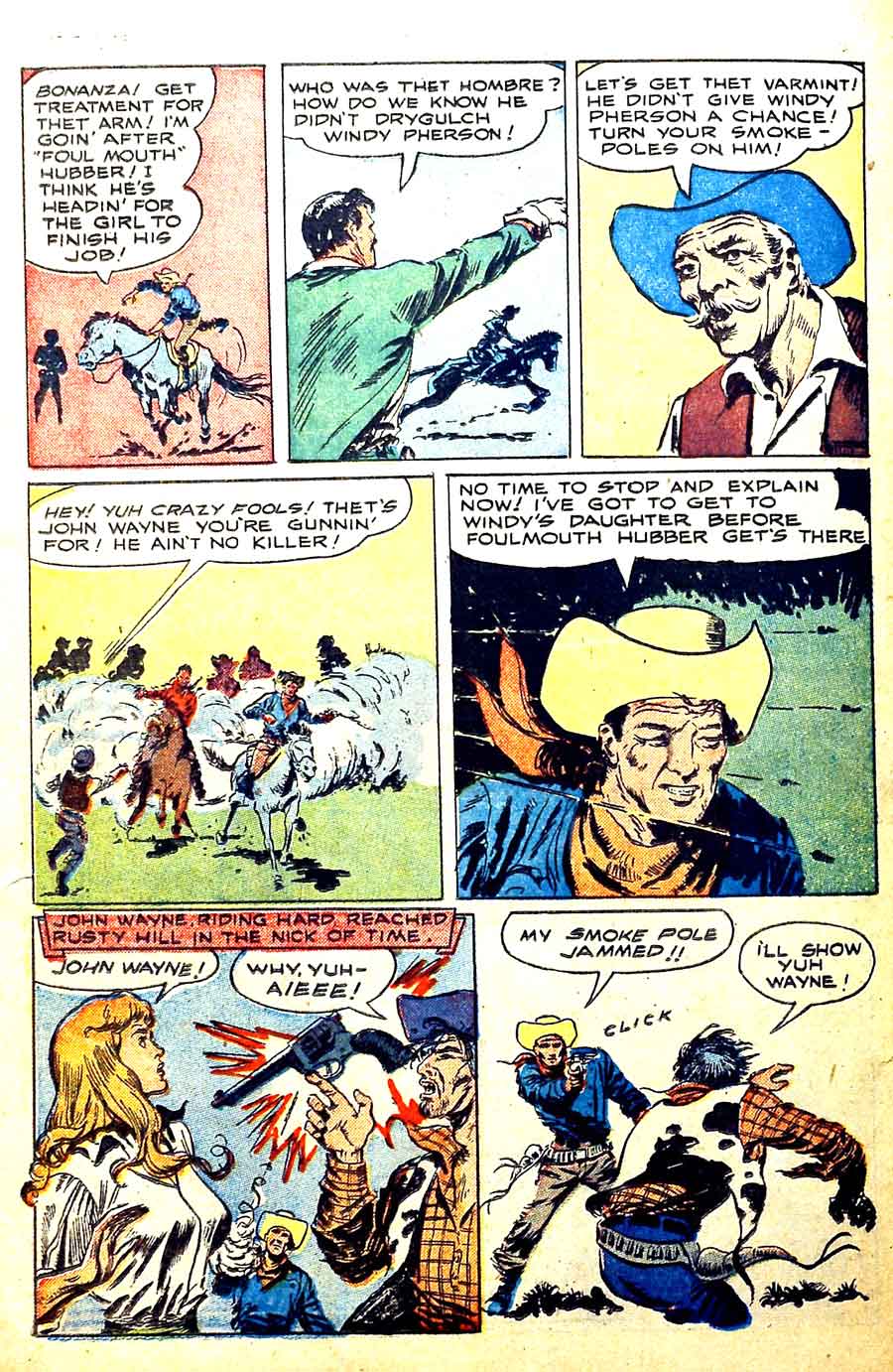 John Wayne Adventure Comics #4 golden age 1950s western comic book page art by Al Williamson / Frank Frazetta