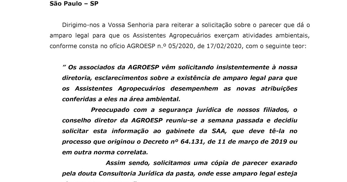 Associação dos Assistentes Agropecuários do Estado de São Paulo: Inquérito  civil para verificar se houve atos irregulares por parte do Secretário da  SAA