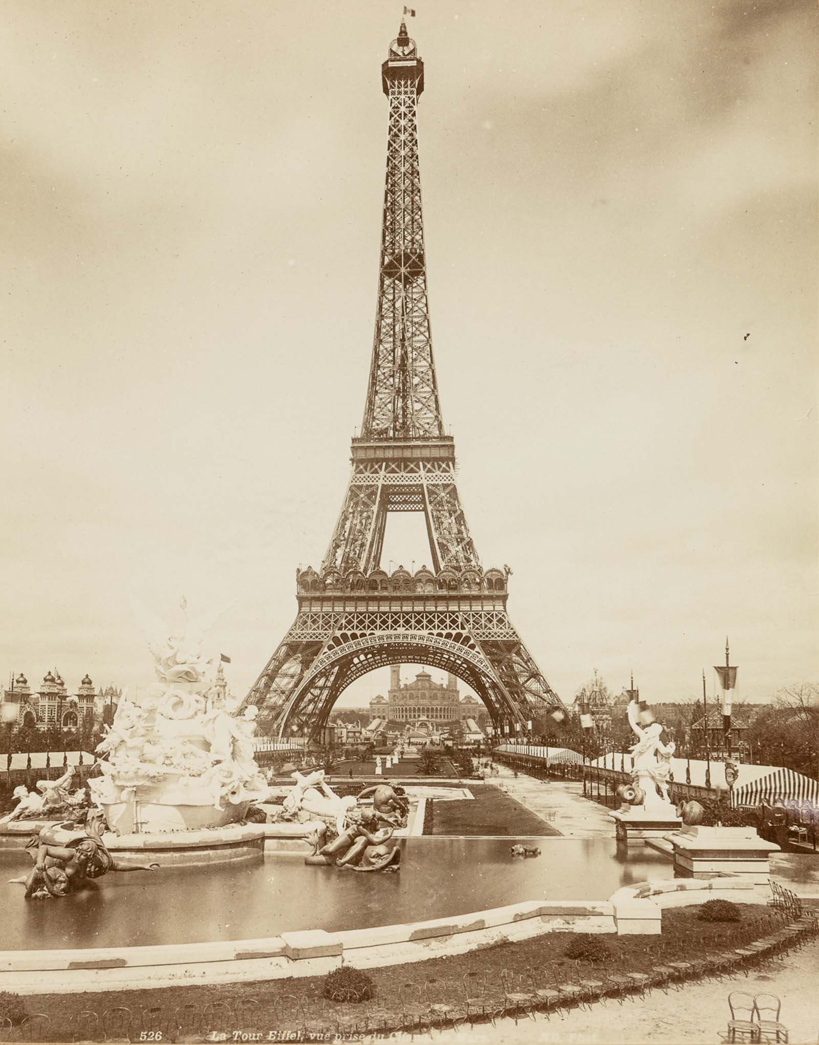 The Eiffel Tower viewed from the Champ du Mars.