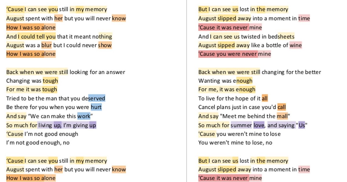 AUGUST Taylor Swift From James s Perspective REWRITE NERDY LYRIC august-taylor-swift-from-james-s-perspective-rewrite-nerdy-lyric