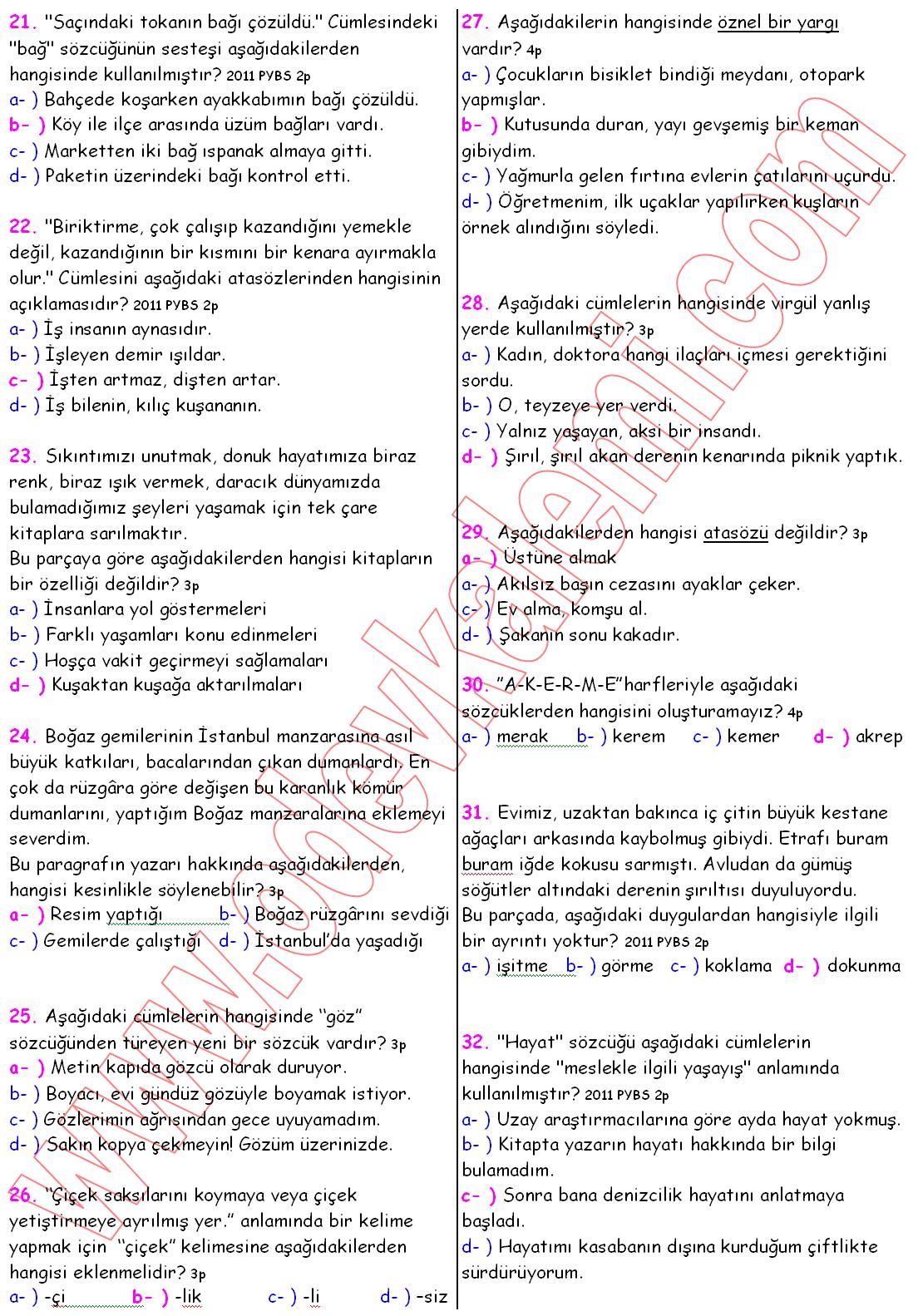 5. Sınıf Türkçe Dersi 1. Dönem 2. Yazılı Cevapları - Ödev Kalemi