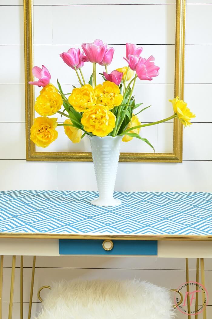 Geometric Stenciled Arborite Retro Dining Table 