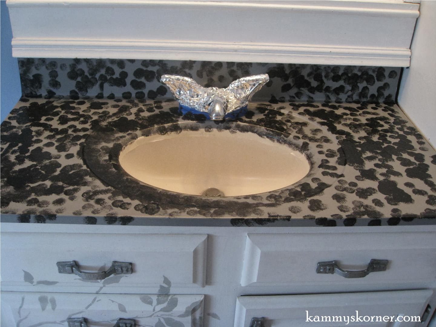 Kammy's Korner Painting A Porcelain Vanity Countertop {New And Improved}