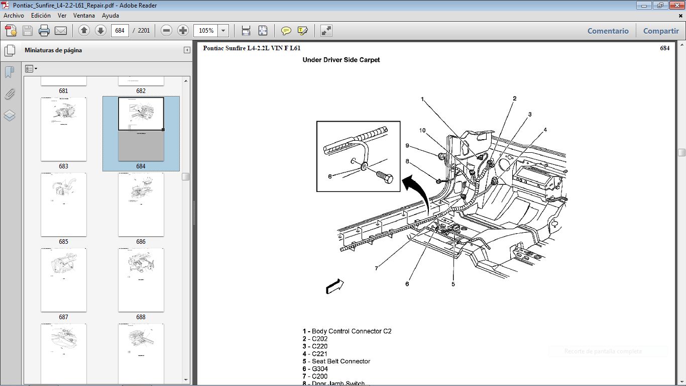 Manuales de Taller de PONTIAC: Pontiac SUNFIRE L4 2.2 2002-2005