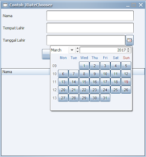 Cara Menggunakan JDateChooser atau JCalendar di Java Swing