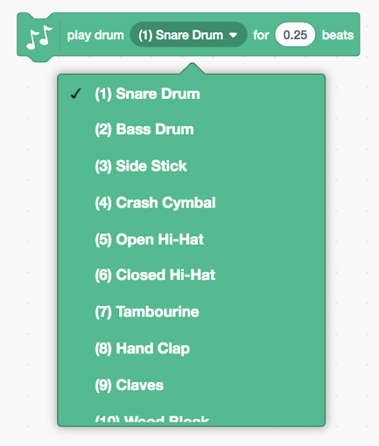 Different Instruments for the Scratch MIDI System