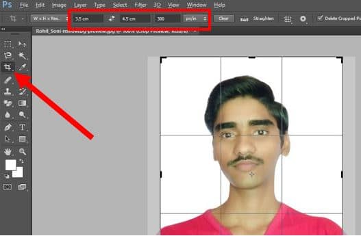 Crop image in photoshop