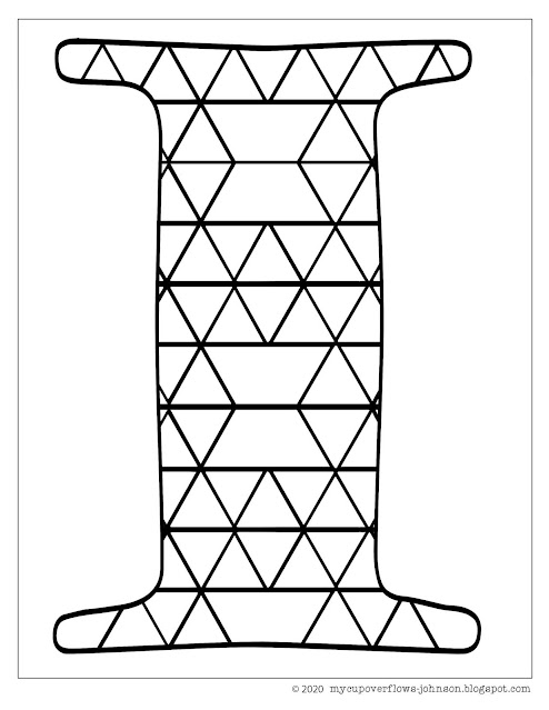 Letter I design coloring page