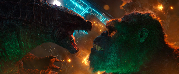 Godzilla and King Kong brawl in GODZILLA VS. KONG. Godzilla and King Kong brawl in GODZILLA VS. KONG.