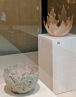 Two delicate pieces made with Japanese paper. Bowl (1990s) and Leaf bowl (2014) by Kay Sekimachi