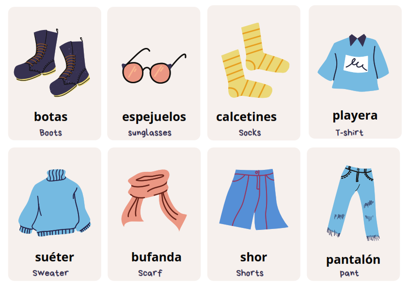 Clothes We Wear Spanish Flashcards Spanish To Go describing-what-you-wear-in-spanish-spanish-lesson-25
