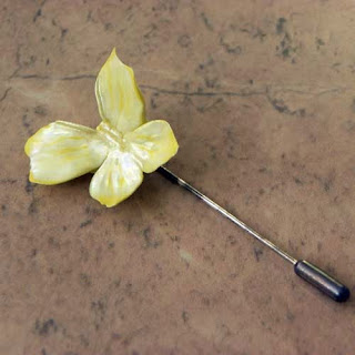Yellow butterfly bone china lapel pin