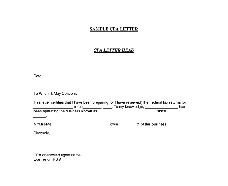 Cpa Letter For Self Employed Template ~ Resume Letter
