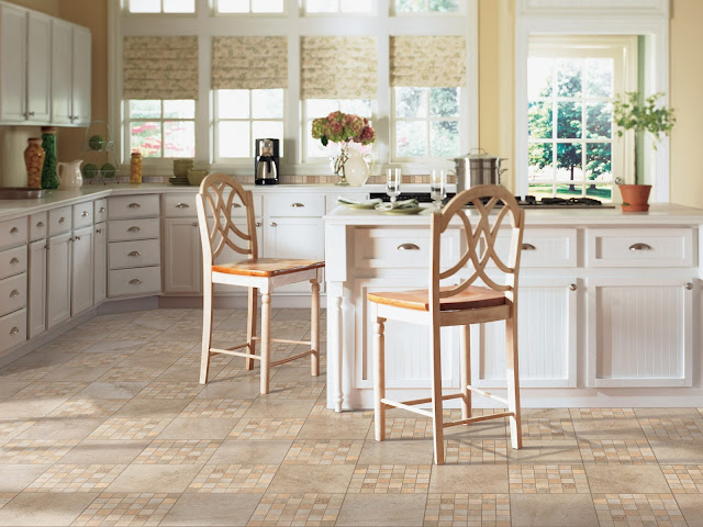 Patterned tile layouts add a lot of interest to this kitchen