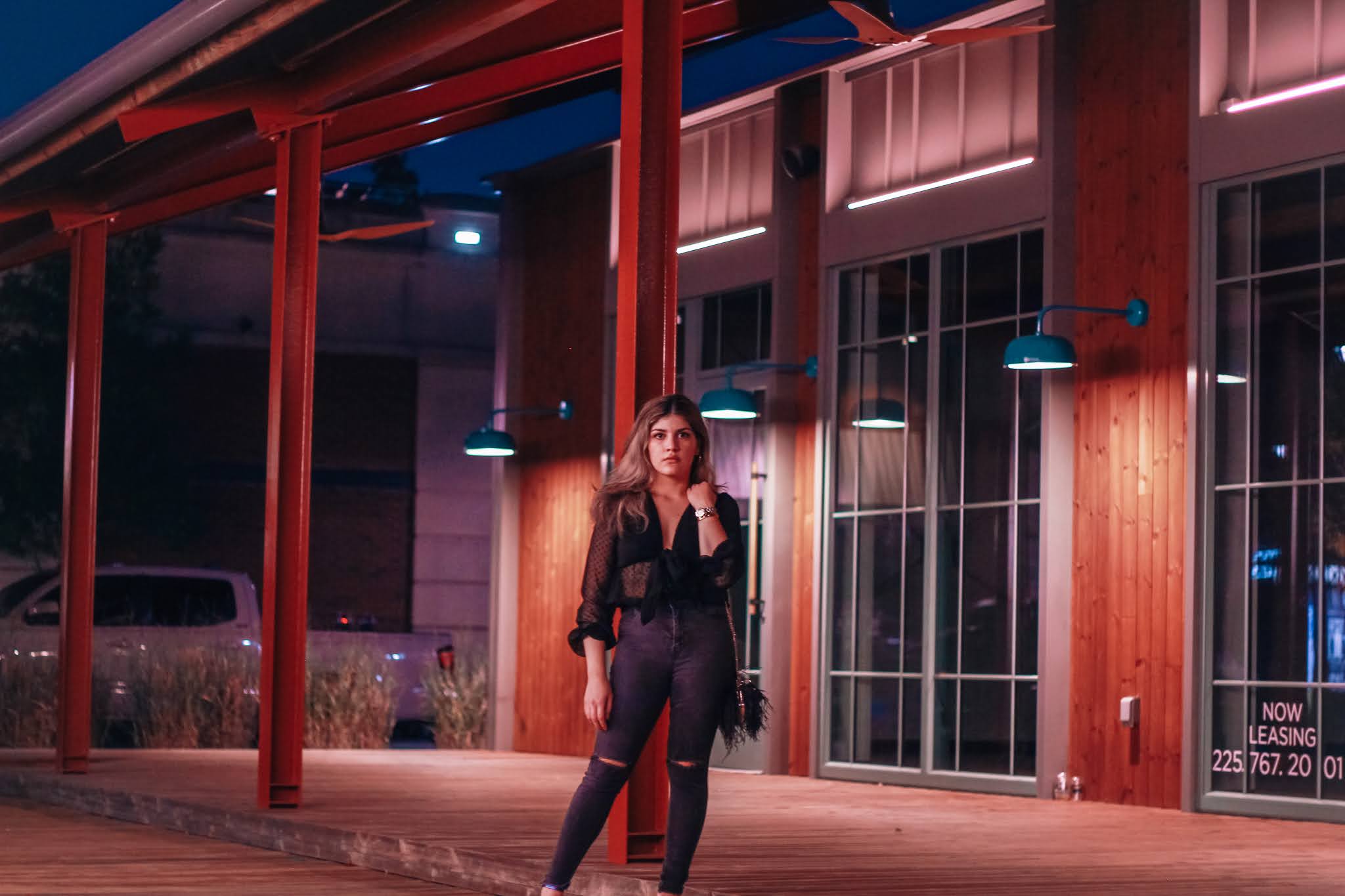 red going out outfit