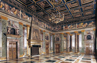 Peruzzi's brilliant Sala delle Prospettive, with its illusion of an open-air terrace, inside the Villa Farnesina