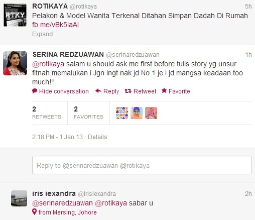 Akhirnya Serina Redzuawan Bersuara Hentam Blogger Beautifulnara Dan Rotikaya Laman Gosip Dan Informasi Terkini Sila angkat tangan dan cakap saya tipu. akhirnya serina redzuawan bersuara