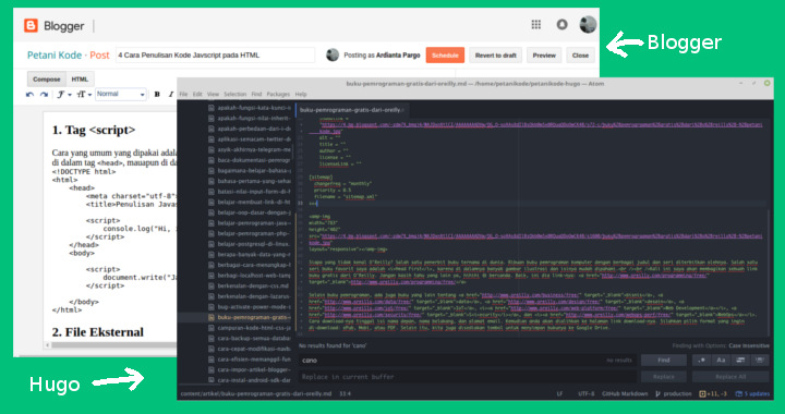 Penulisan Artikel di Blogger vs Hugo