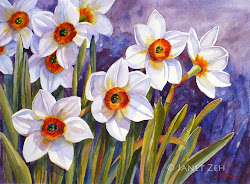 painting narcissus watercolor flowers daffodil paintings daffodils flower spring oil janet zeh painted wall watercolour floral bright garden abstract watercolors