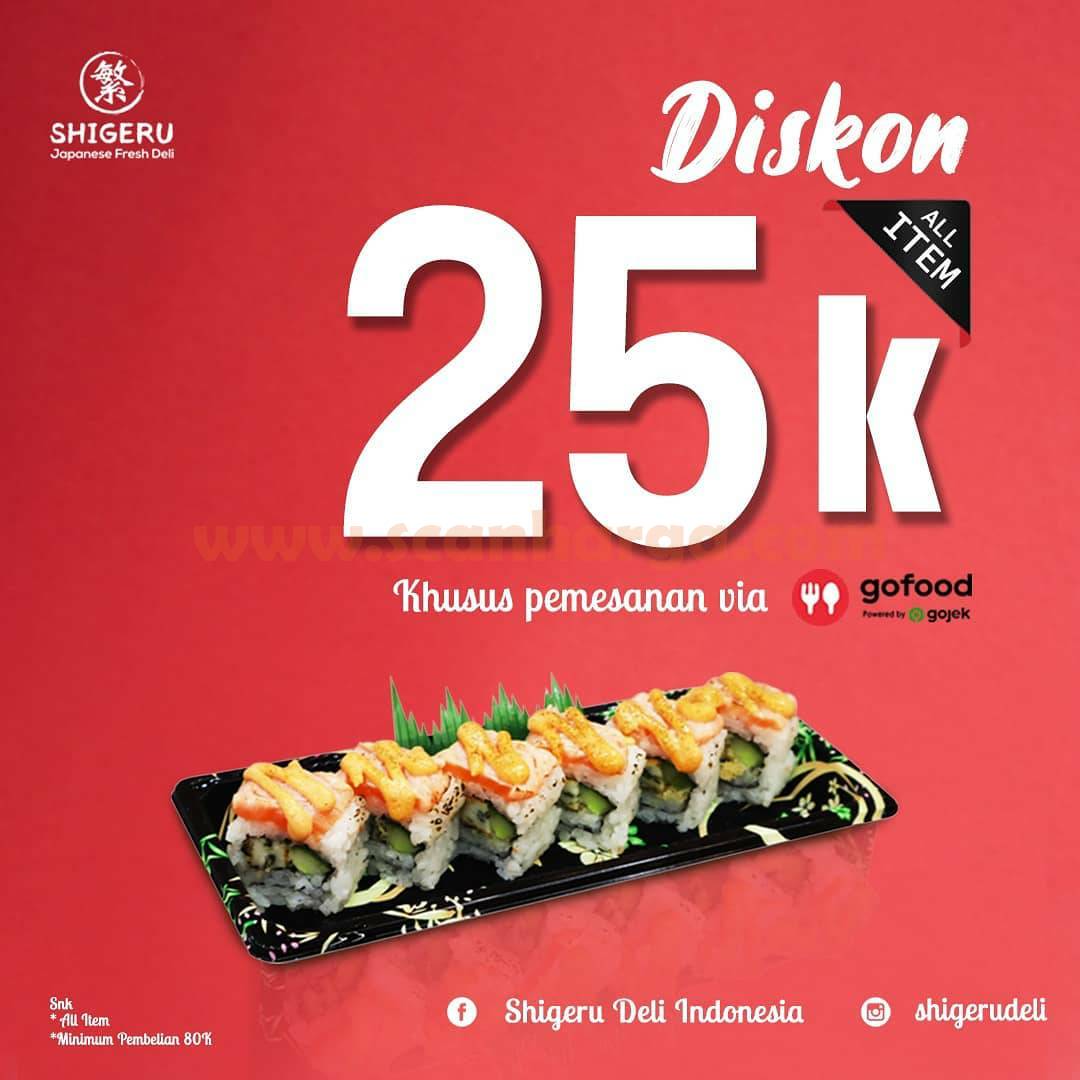 SHIGERU Promo DISKON Rp 25.000 All Item via aplikasi GOFOOD