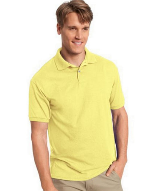 Hanes 054X Mens Comfortblend Jersey Polo -Yellow – M