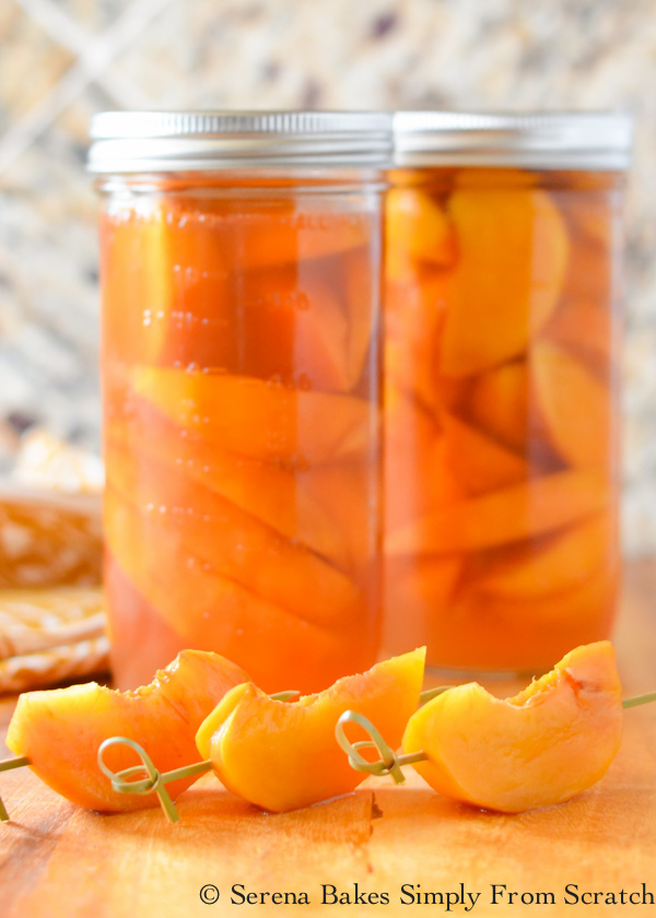 Whisky Peaches makes not only a delicious garnish for cocktails but also the most delicious peach infused whisky from Serena Bakes Simply From Scratch.