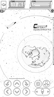 Shuttle in orbit around HOM with controls at the bottom. One new button appears for the open doors command.