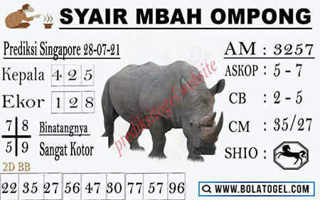 Syair Mbah Ompong SGP Rabu 28-07-2021
