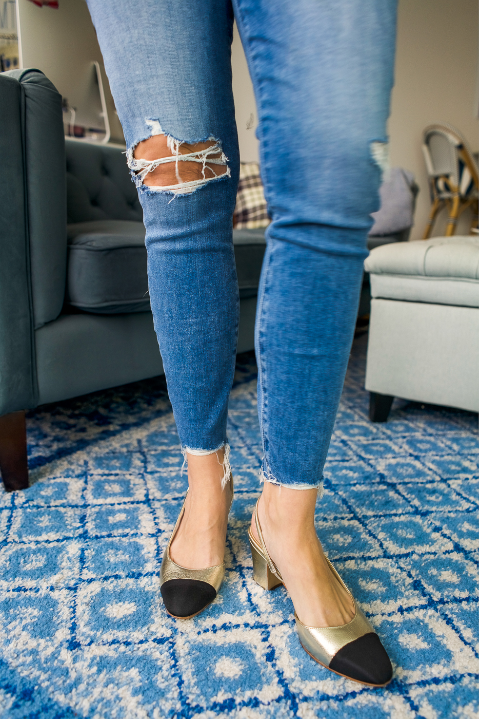 chanel denim ballerinas