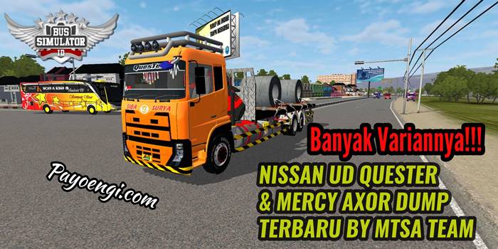 download mod bussid truck nissan ud quester dan mercy axor dump by mtsa team