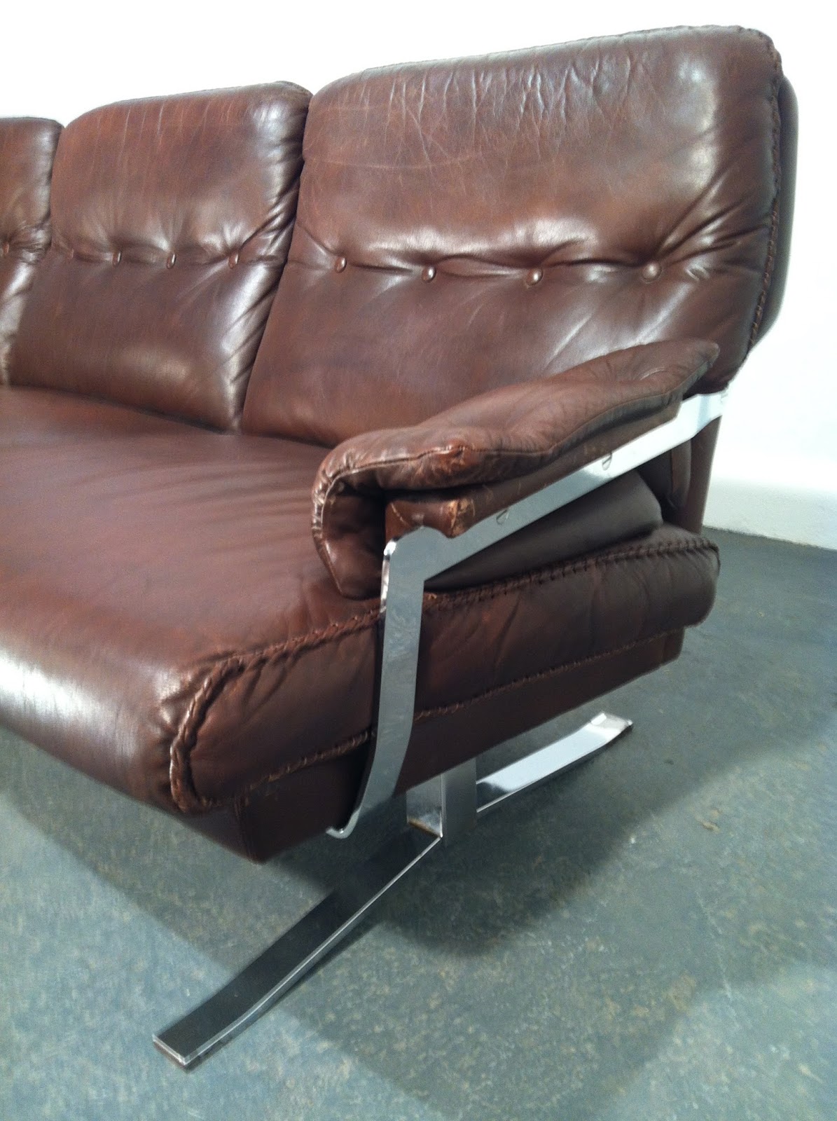 Vintage Furniture Ireland OCD Vintage OCD 1970s leather and chrome sofa