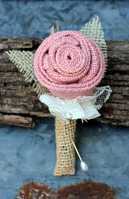 burlap boutonniere