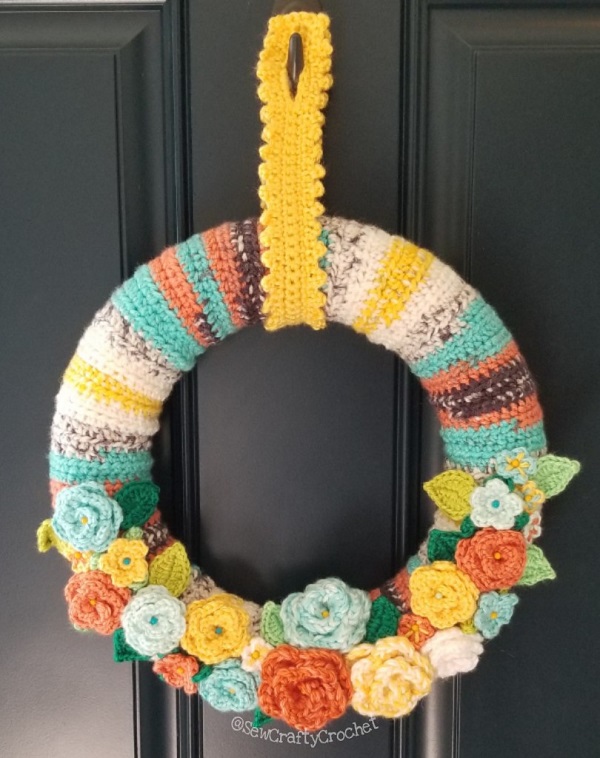 Crochet Spring Flowers Wreath - Sew Crafty Crochet