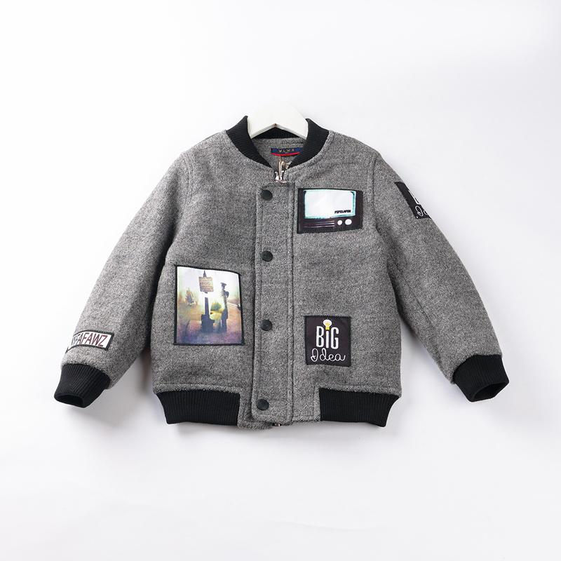 Áo Khoác Bé Trai Dạ Tay Dài Đính Sticker – BCOBI 157587