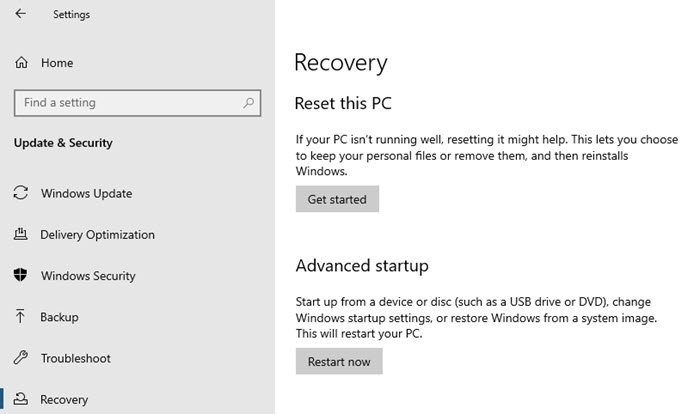 Windows 10 PC 초기화