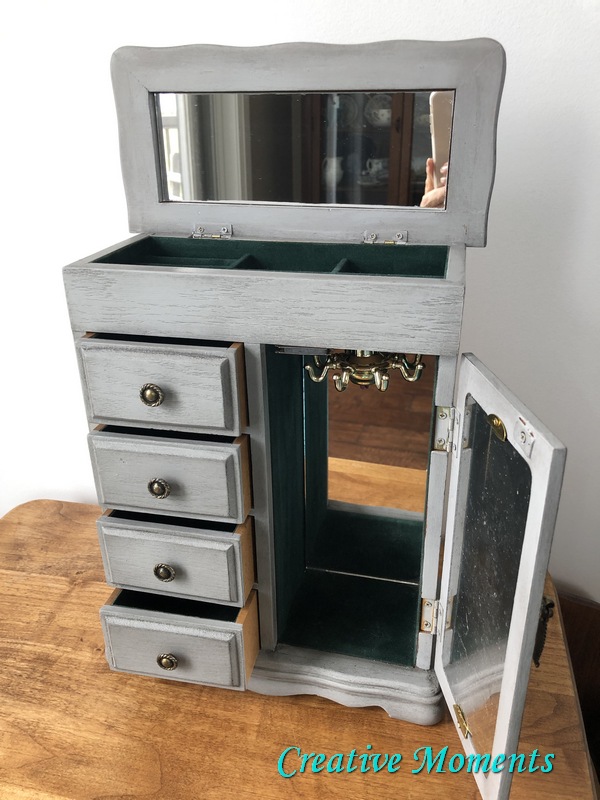 Grey & Faux Mercury Glass Jewelry Box