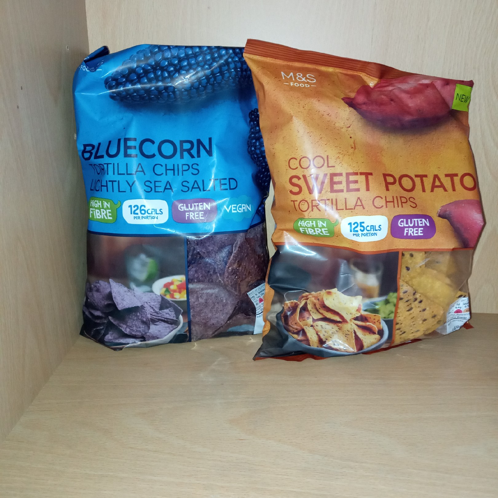 Supersupergirl's Food Reviews M&S Marks Spencer Blue corn and Sweet potato tortilla chips Supersupergirl's Food Reviews M&S Marks Spencer Blue corn and Sweet potato tortilla chips