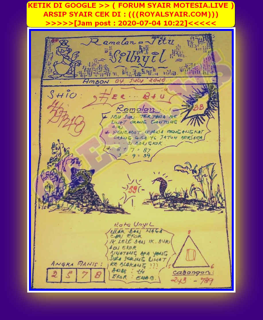 Syair Hk Hari Sabtu 4 Juli 2020 | Royal Syair