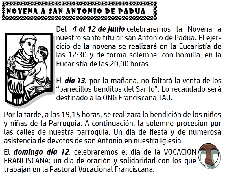Parroquia La Inmaculada Novena a San Antonio de Padua