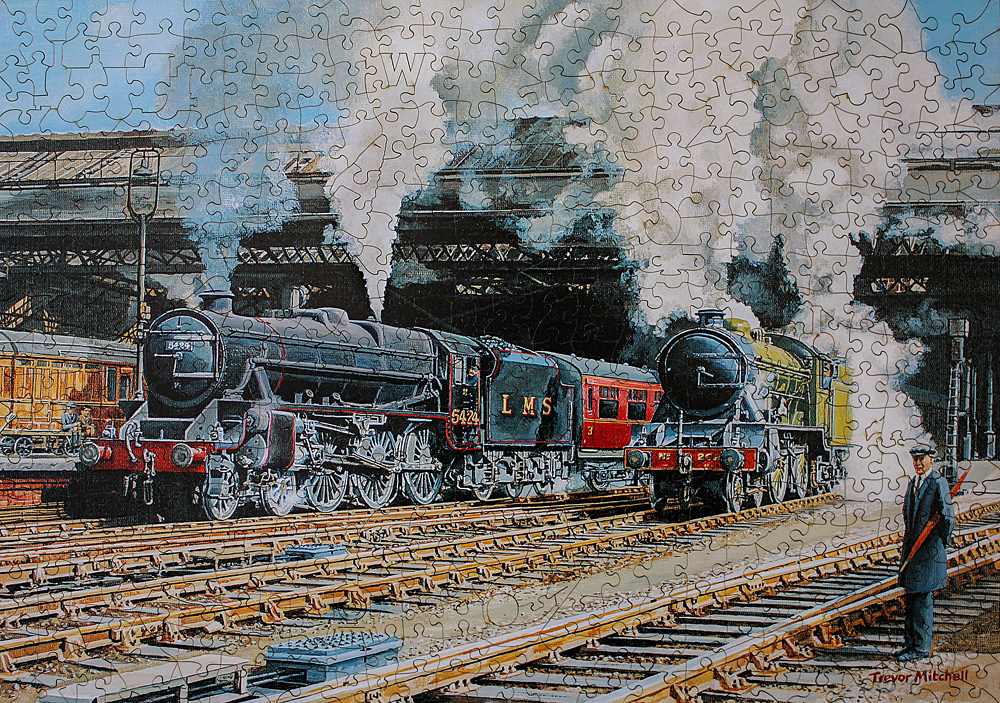 STEAM TRAINS AND JIGSAW PUZZLES Artist Trevor Mitchell.