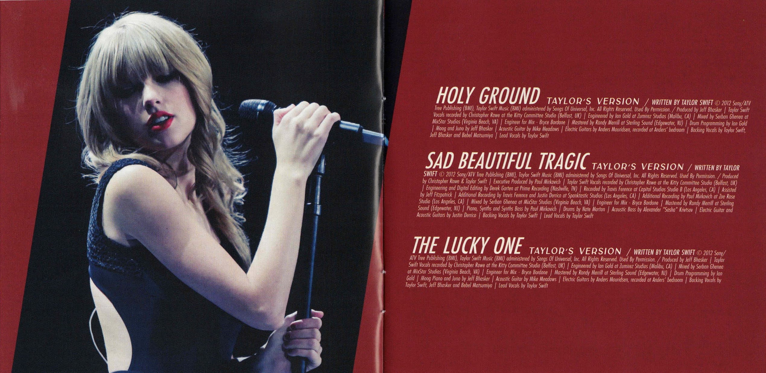 Booklet RED (Taylor's Version) Música El Rincón de Taylor Canciones de Taylor Swift en