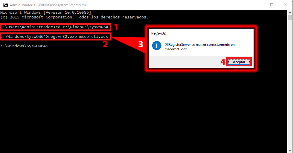 Pantallazos.es Windows 10 Registrar librerías DLL o Controles ActiveX