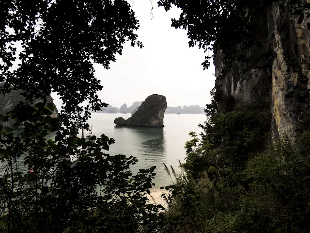 Whale-shaped rock in Halong Bay Vietnam