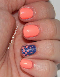 coral neon nails nail face sparkly blurple becca