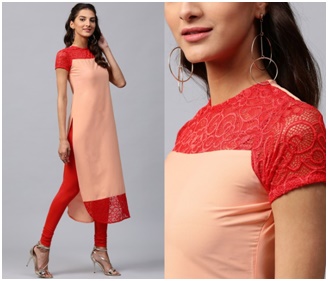 Illusion Neck Design Kurtis from Megha Shop Jaipur