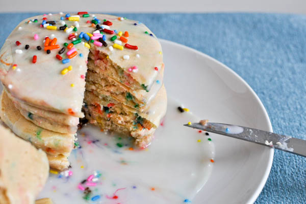 cake batter pancakes with sprinkles Sunday brunch