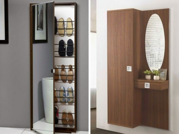 Shoe cabinet with mirror for more shine in the apartment